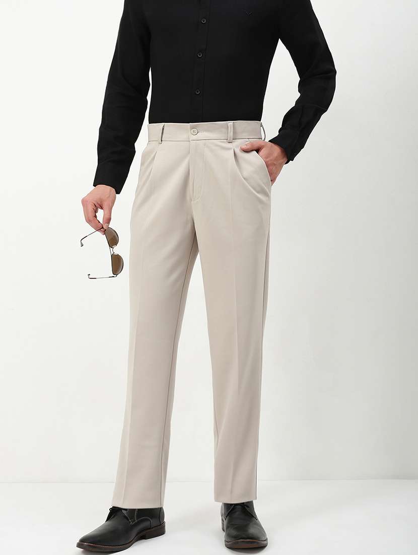 men mid rise solid pleated formal trouser - 21720902 -  Standard Image - 1