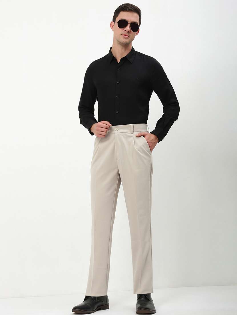 men mid rise solid pleated formal trouser - 21720902 -  Standard Image - 4