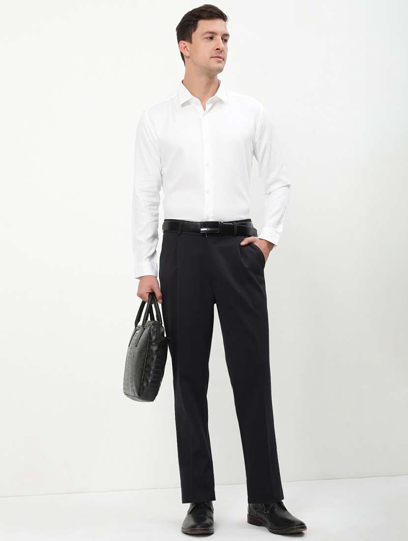 men mid rise solid pleated formal trouser - 21720903 -  Standard Image - 4