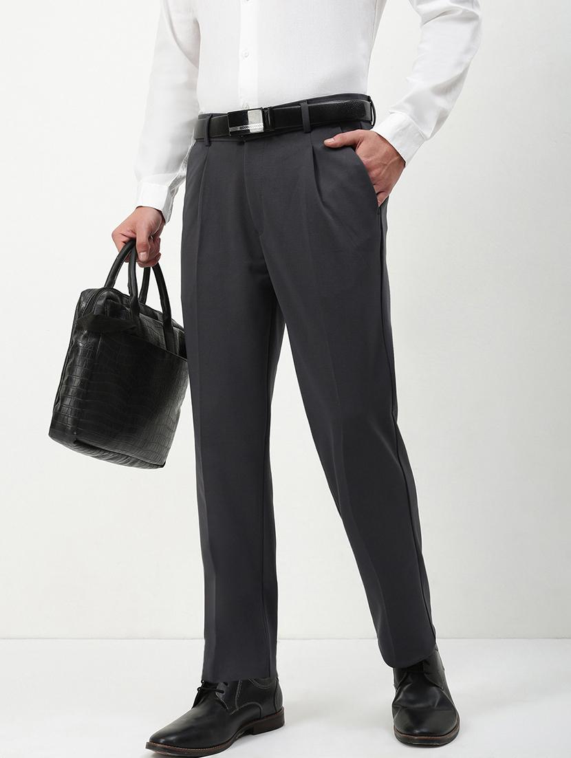men mid rise solid pleated formal trouser - 21720905 - Standard Image - 1