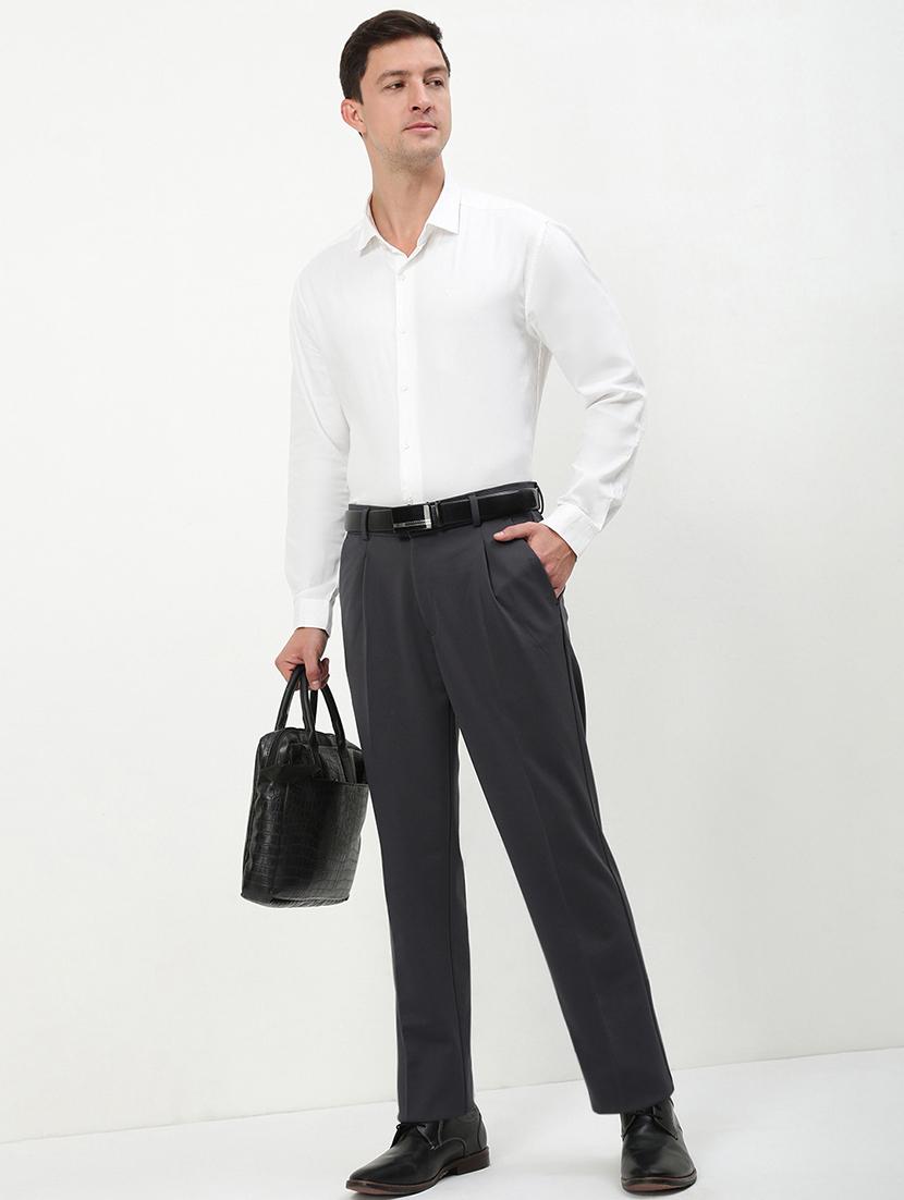 men mid rise solid pleated formal trouser - 21720905 - Standard Image - 4