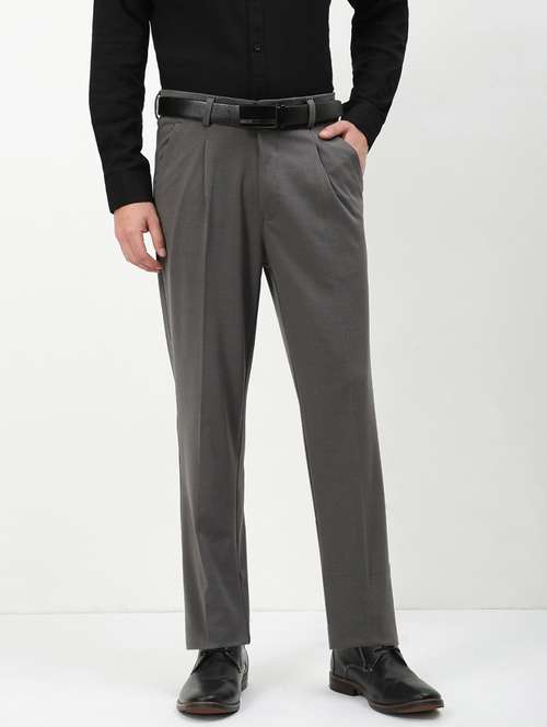 men mid rise solid pleated formal trouser - 21720906 -  Standard Image - 0
