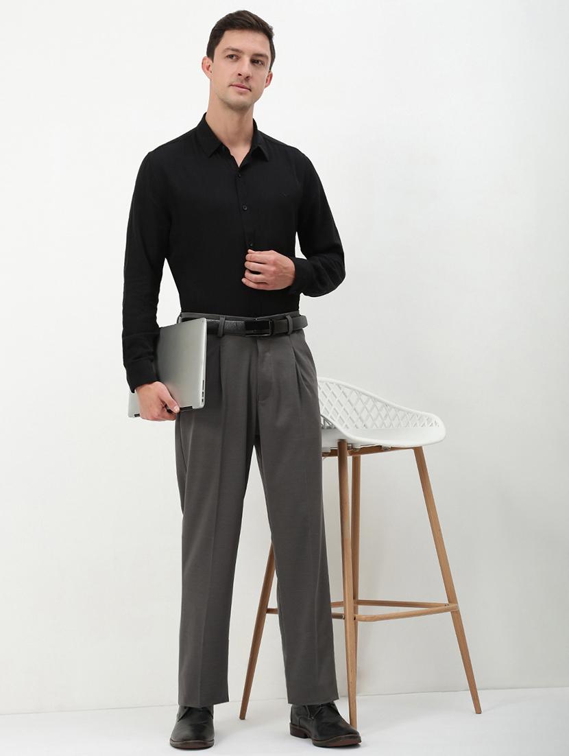 men mid rise solid pleated formal trouser - 21720906 - Standard Image - 4