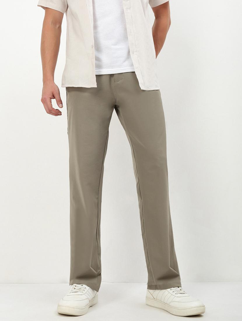 men low rise solid flat front casual trouser - 21720908 - Standard Image - 1
