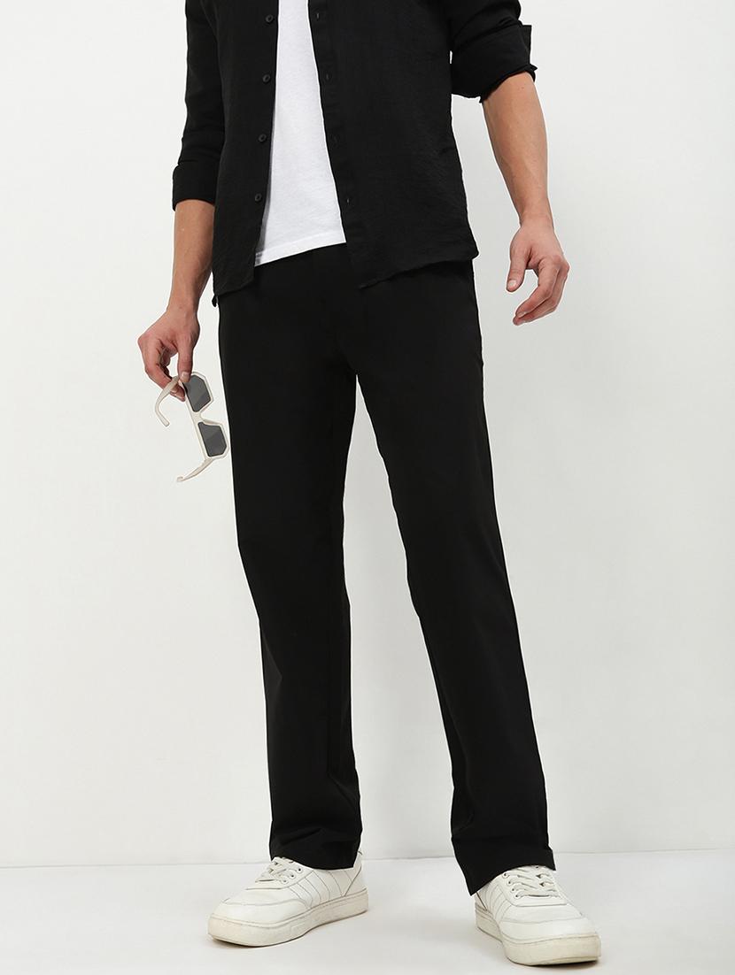 men low rise solid flat front casual trouser - 21720910 - Standard Image - 1