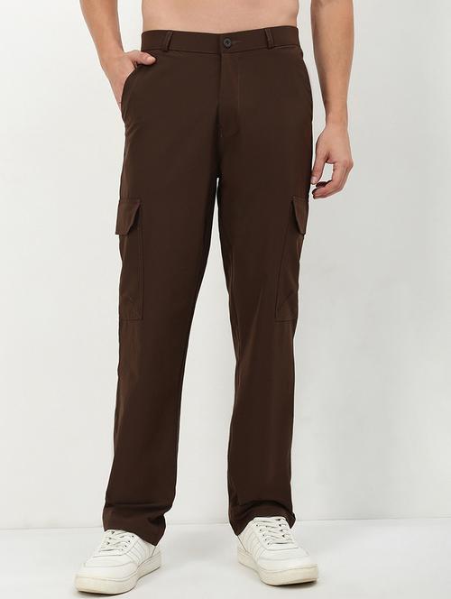 men low rise solid flat front casual trouser - 21720911 - Standard Image - 0