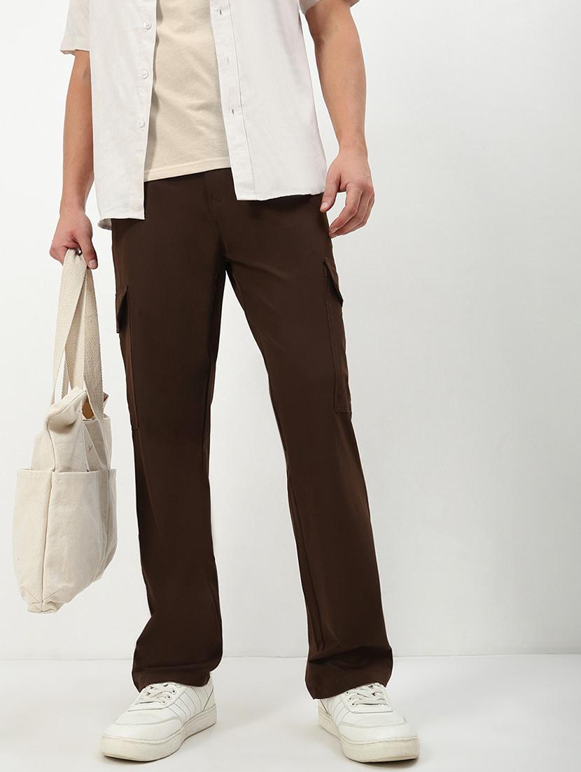men low rise solid flat front casual trouser - 21720911 - Standard Image - 1