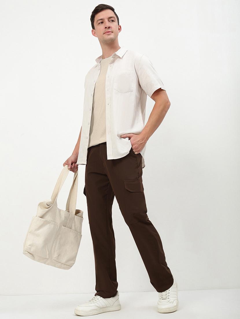 men low rise solid flat front casual trouser - 21720911 - Standard Image - 4