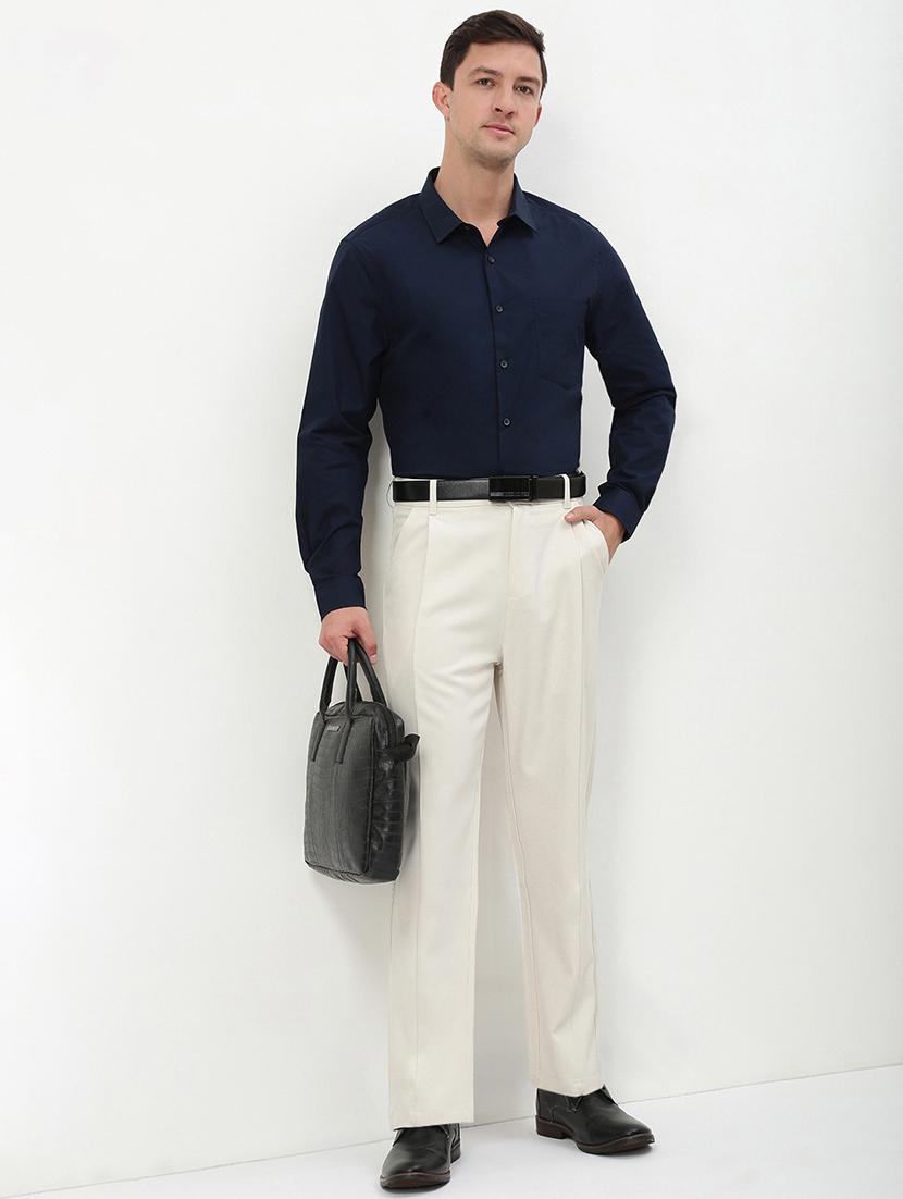 men mid rise solid pleated formal trouser - 21720912 - Standard Image - 4