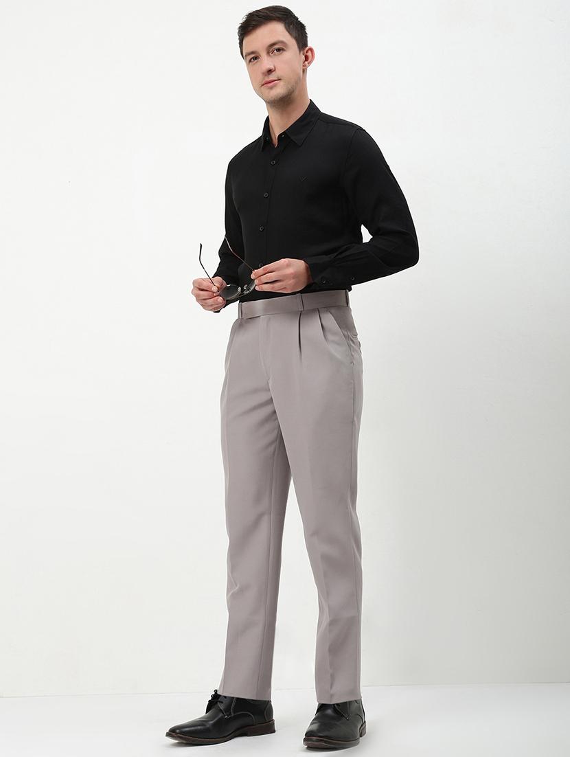 men mid rise solid pleated formal trouser - 21720913 - Standard Image - 4