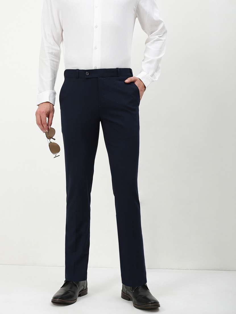 men mid rise solid flat front formal trouser - 21720915 -  Standard Image - 1
