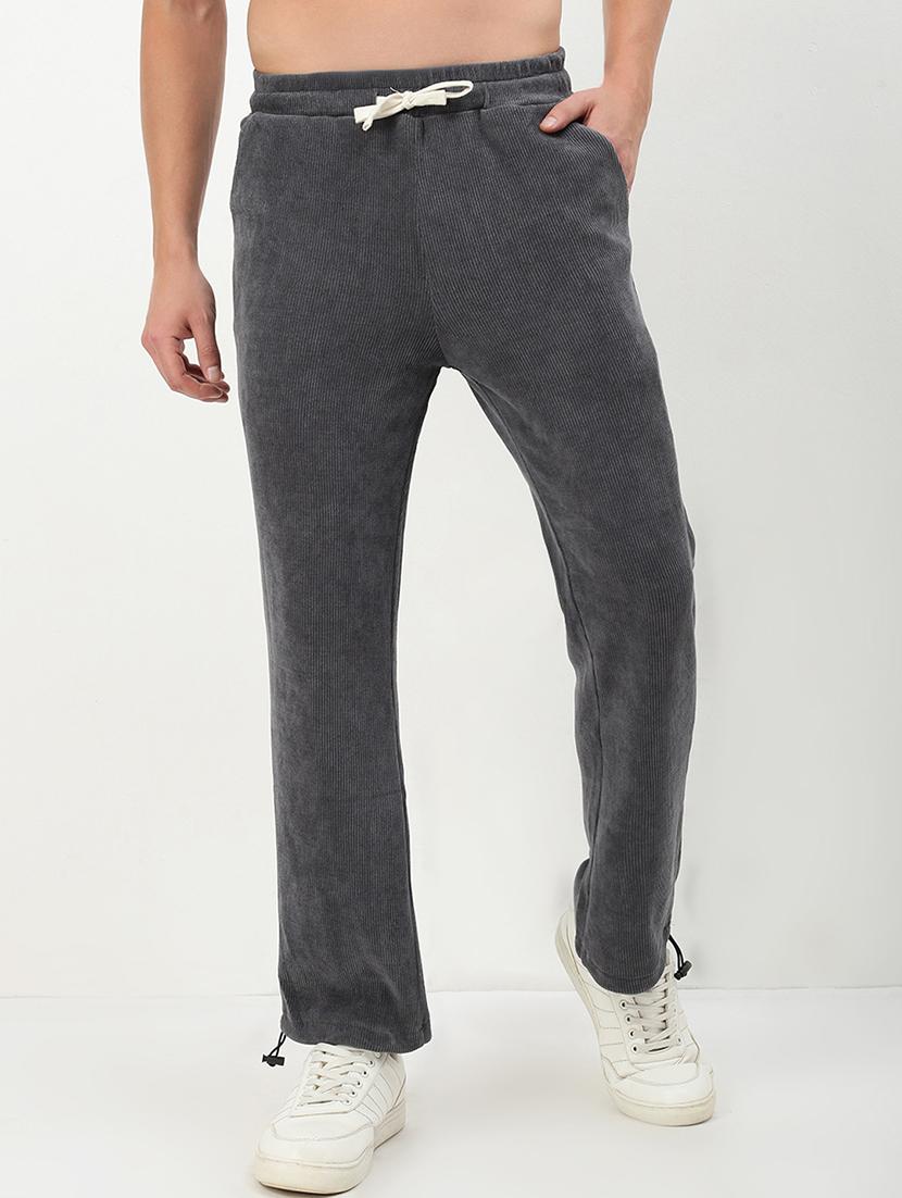 men low rise solid ankle length track pant