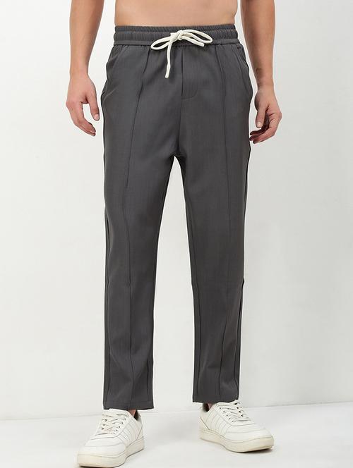 men low rise solid ankle length track pant - 21720923 -  Standard Image - 0