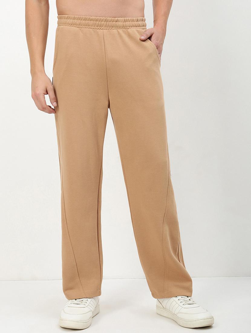 men low rise solid ankle length track pant