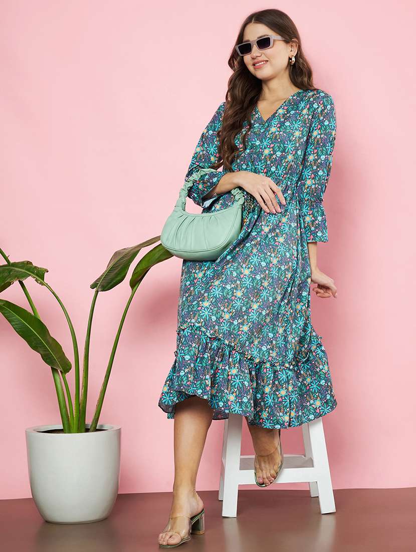 women printed claf length tiered dress - 21720963 - Standard Image - 4
