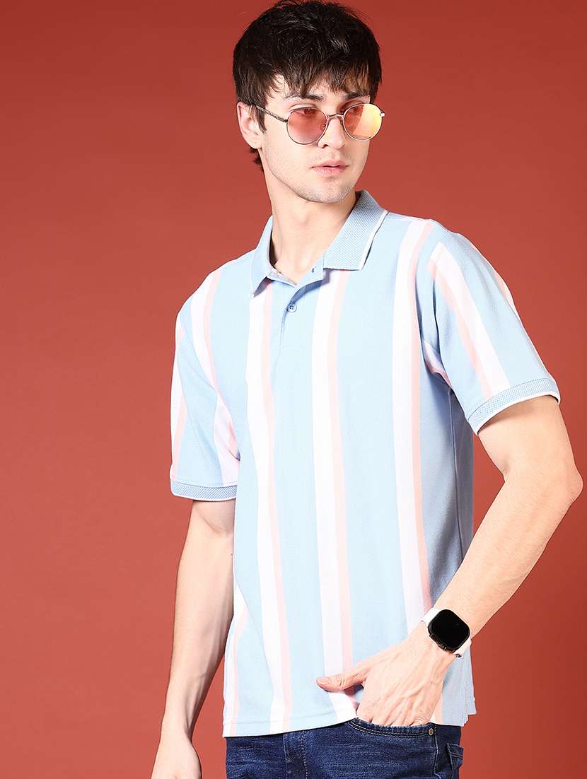 men striped short sleeve regular fit polo t-shirt - 21720975 -  Standard Image - 1