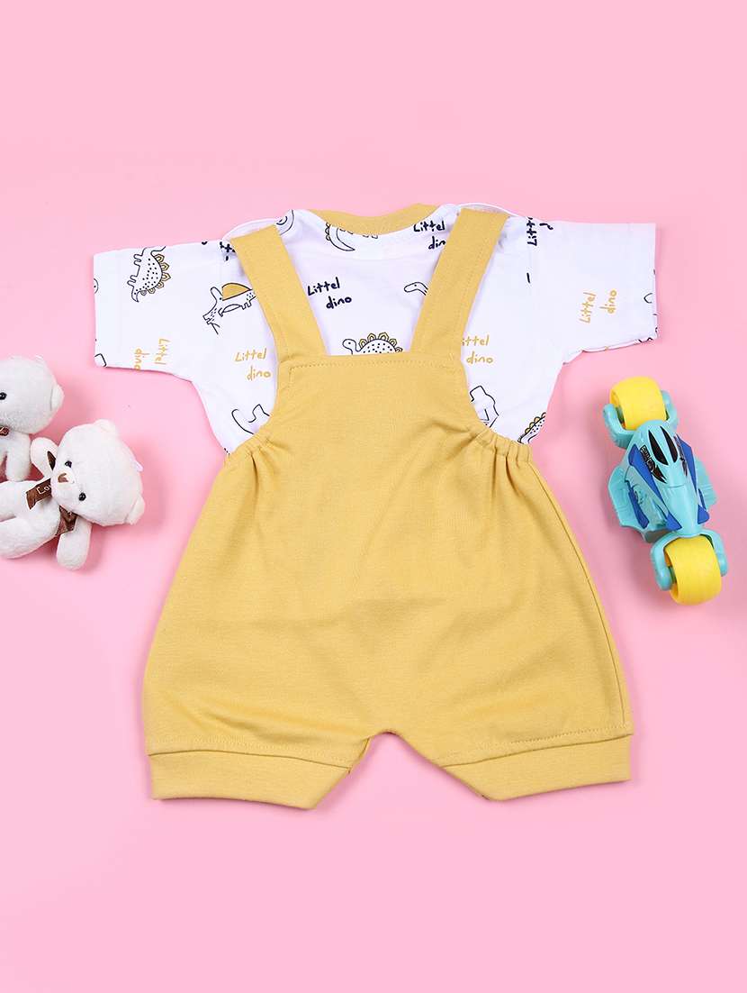 boys printed t-shirt & dungree casual wear sets - 21720985 - Standard Image - 1