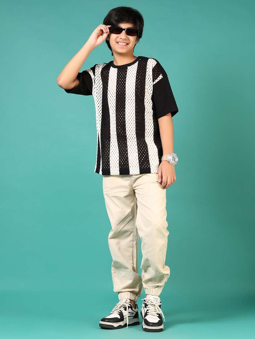 boys black & white striped short sleeve t-shirt - 21721011 -  Standard Image - 4