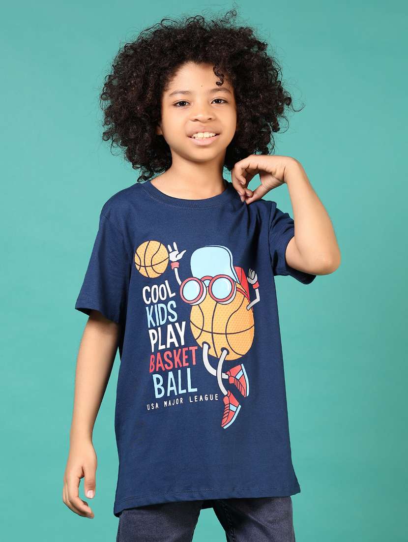 boys navy blue graphic short sleeve t-shirt - 21721036 -  Standard Image - 1
