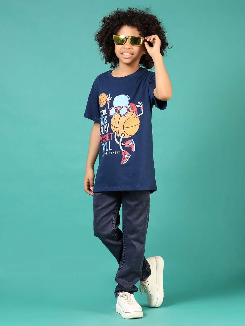 boys navy blue graphic short sleeve t-shirt - 21721036 -  Standard Image - 4