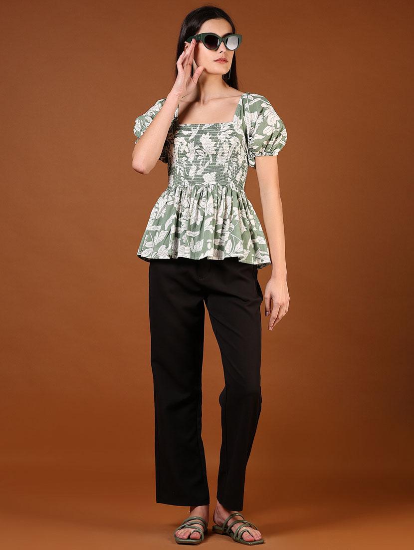 women green floral printed puff sleeve top - 21721053 - Standard Image - 4
