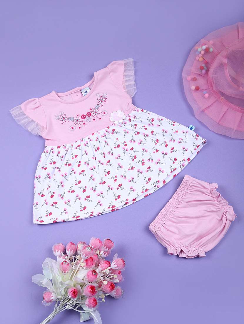 girls printed frock with bloomer