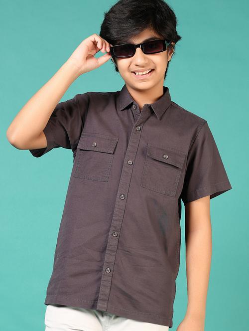 boys solid short sleeve casual shirt - 21721068 - Standard Image - 0