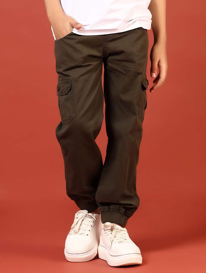 boys solid mid rise cargo