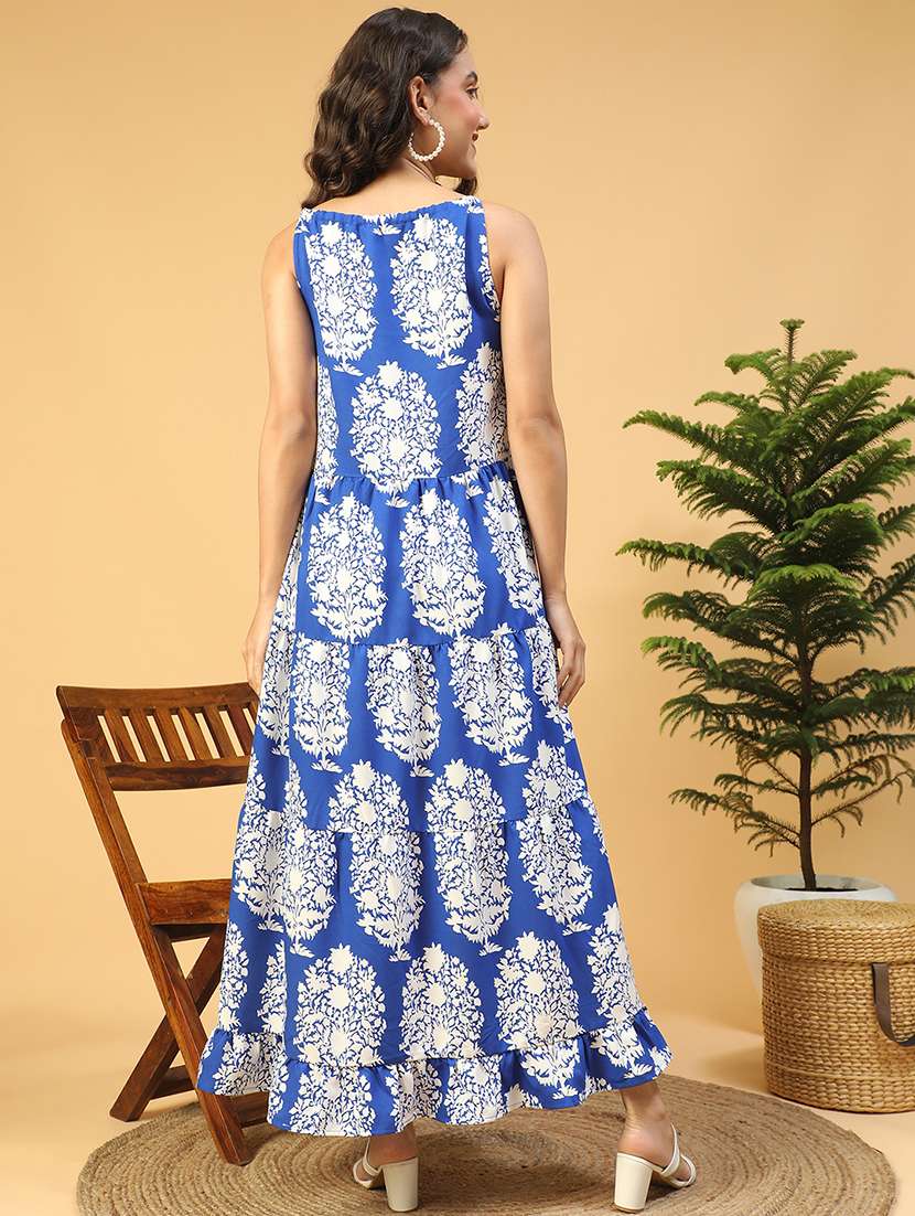 blue floral print fit & flare dress - 21721181 -  Standard Image - 4