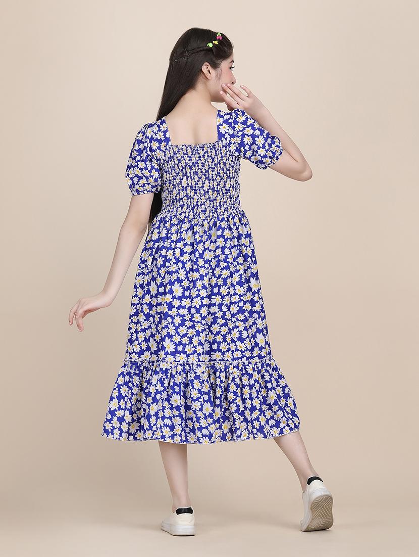 girls floral printed puff sleeve tiered dress - 21721227 - Standard Image - 4