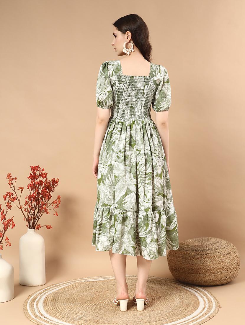 green polyester aline dress - 21721281 - Standard Image - 4