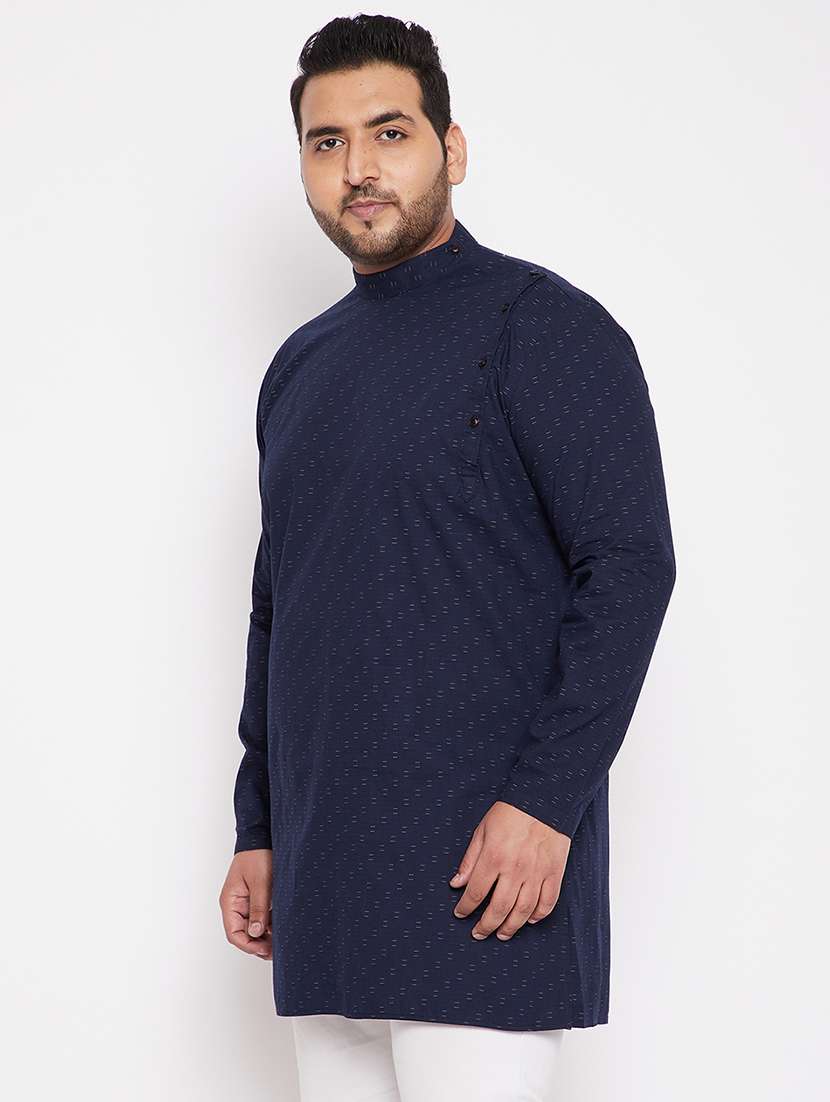 men overlap neck printed long kurta - 21721345 -  Standard Image - 1