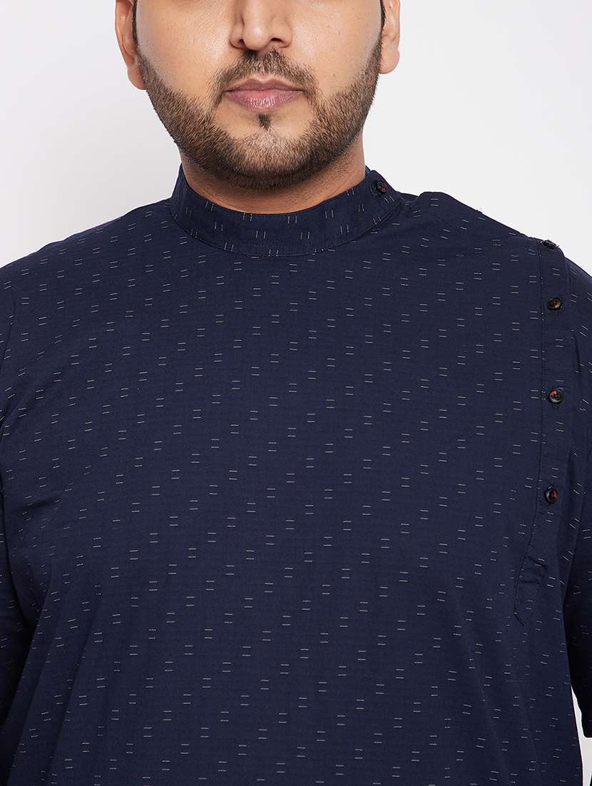 men overlap neck printed long kurta - 21721345 -  Standard Image - 6