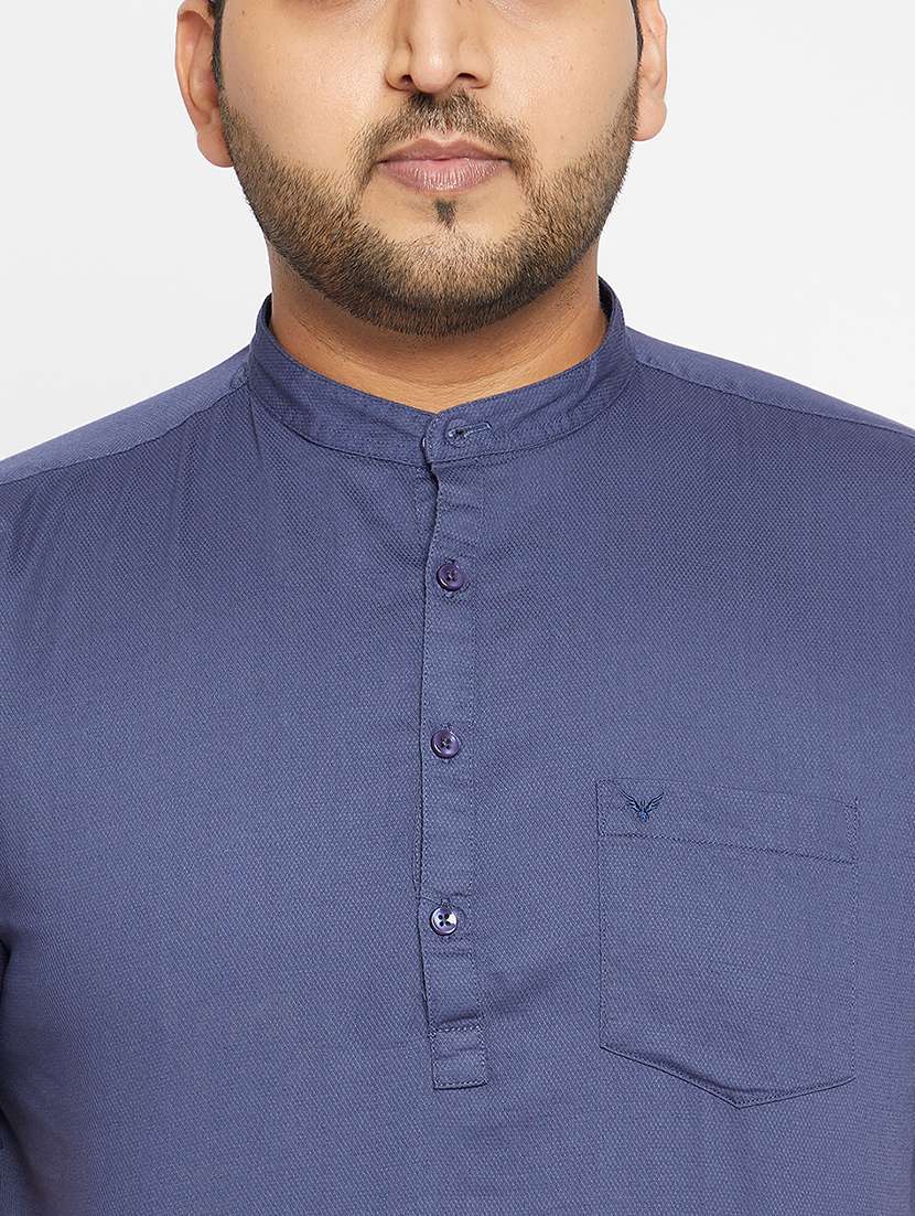 men mandarin neck solid short kurta - 21721346 -  Standard Image - 6