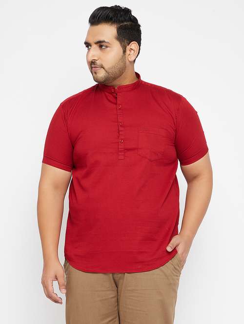 men mandarin neck solid short kurta - 21721350 -  Standard Image - 0