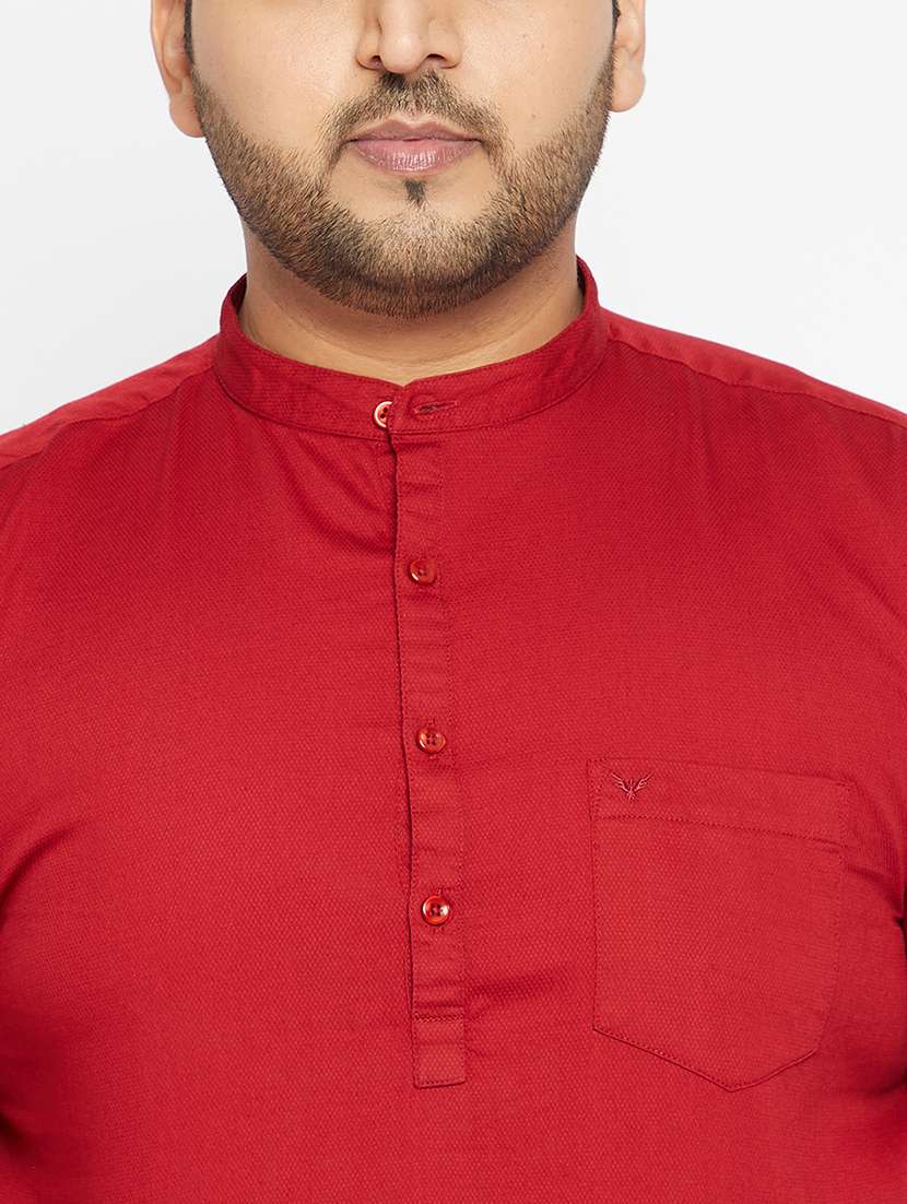 men mandarin neck solid short kurta - 21721350 - Standard Image - 6