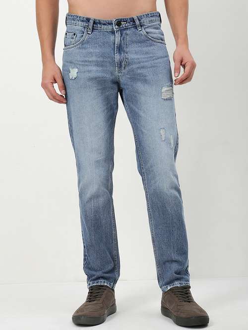 men low rise distressed denim jeans - 21721352 - Standard Image - 0