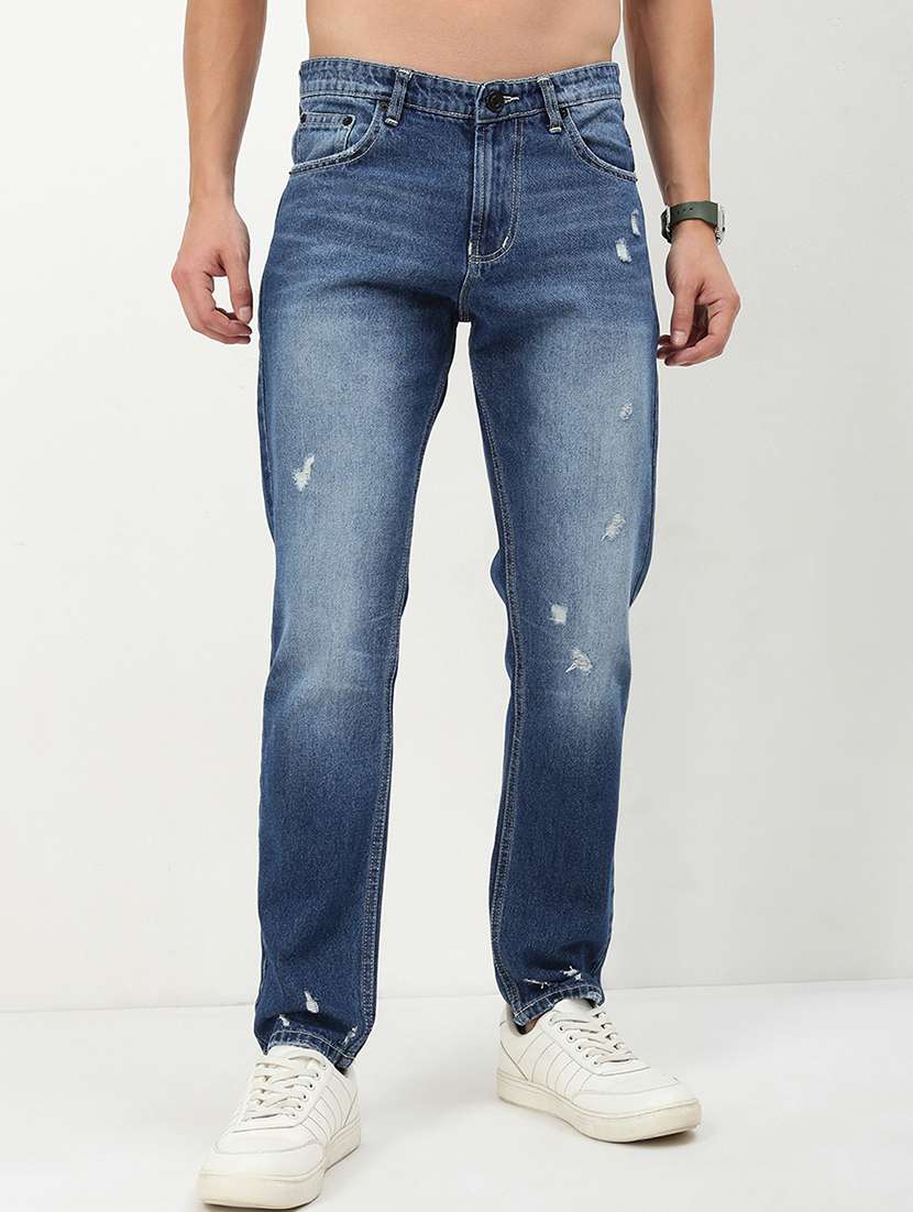 men low rise distressed denim jeans