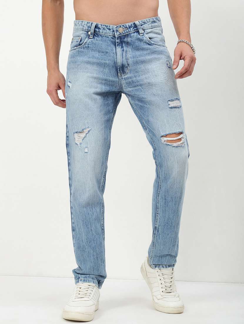 men low rise distressed denim jeans
