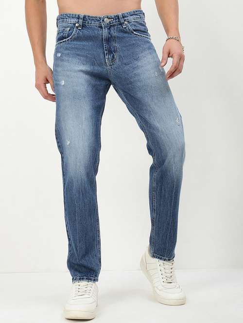 men low rise distressed denim jeans - 21721357 -  Standard Image - 0
