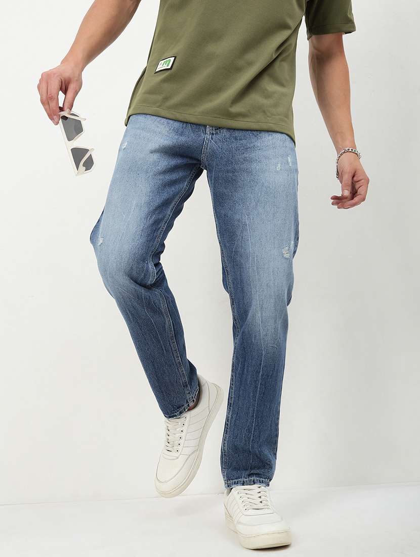 men low rise distressed denim jeans - 21721357 -  Standard Image - 1