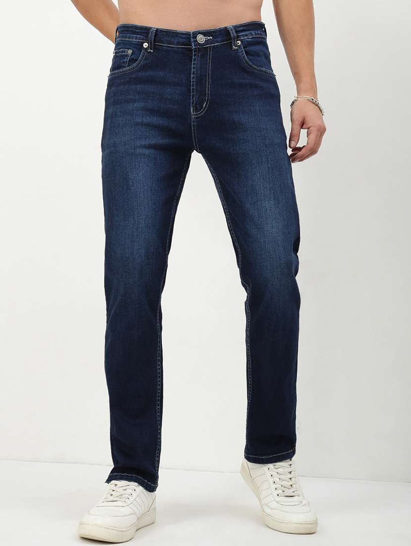 men low rise washed denim jeans