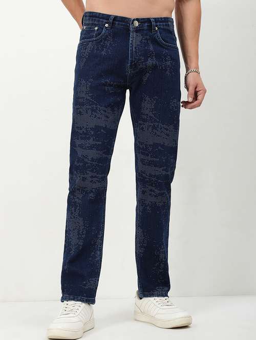 men low rise printed denim jeans - 21721364 - Standard Image - 0