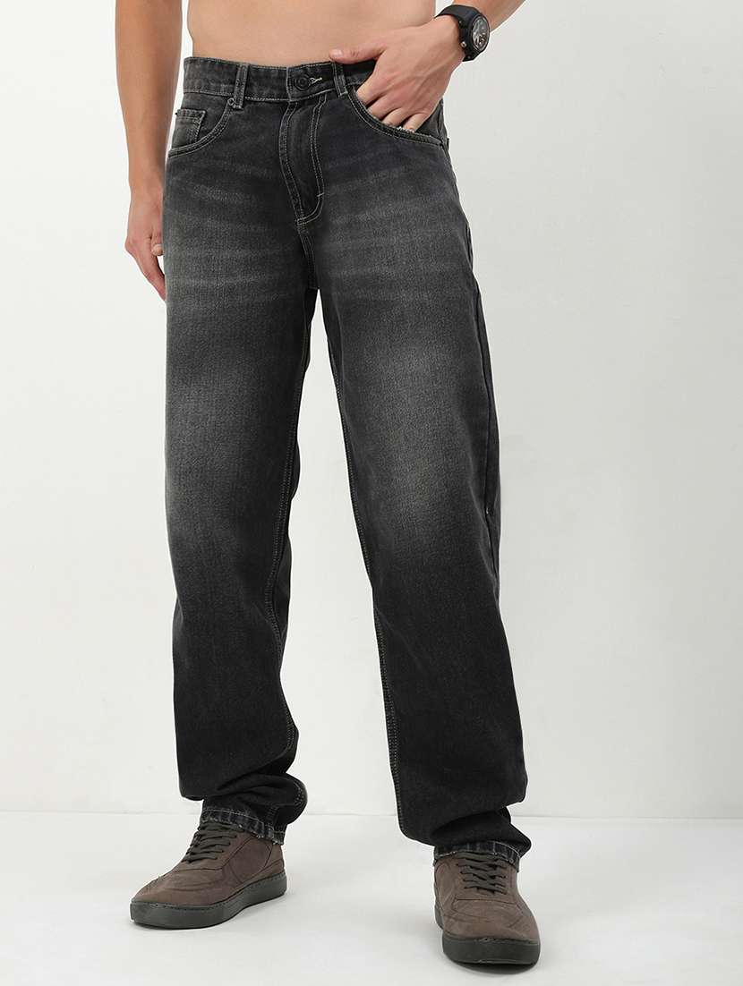men low rise washed denim jeans