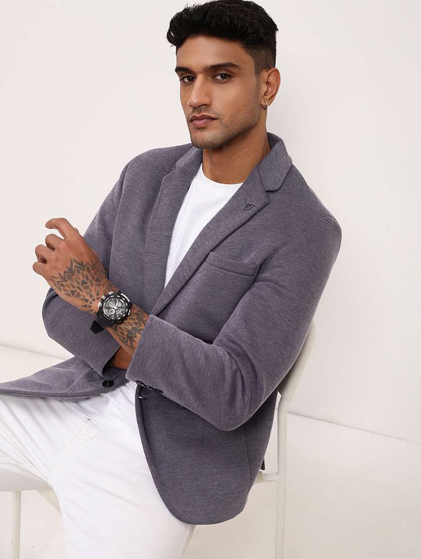 men's solid single-breasted blazer - 21721376 -  Standard Image - 4