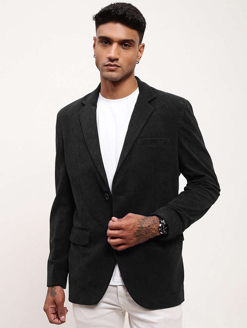men's solid single-breasted blazer