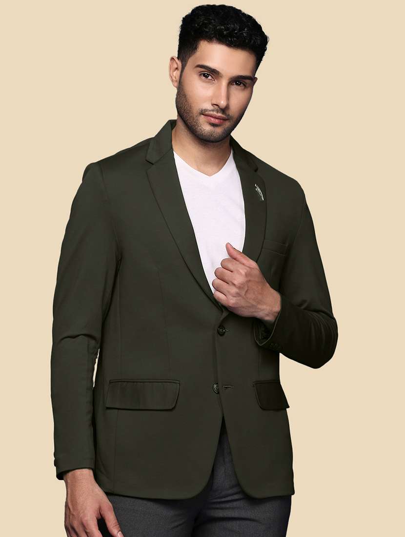 men's solid single-breasted blazer