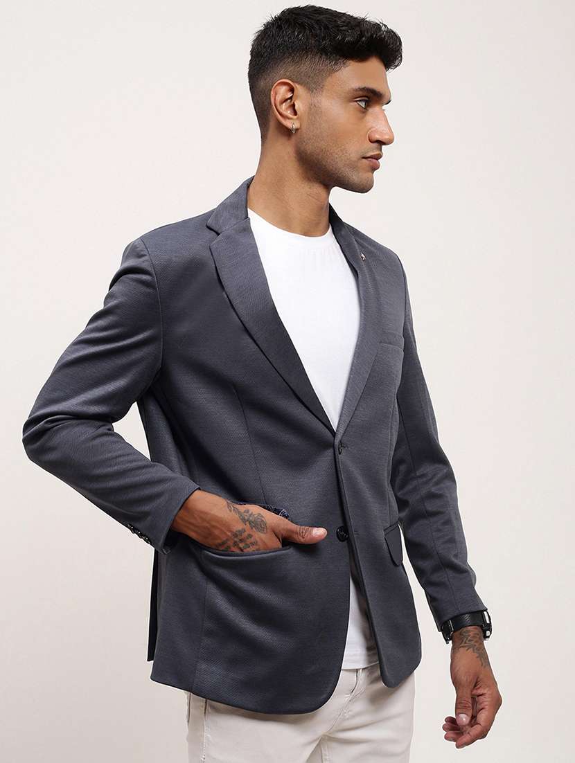men's solid single-breasted blazer - 21721415 -  Standard Image - 1