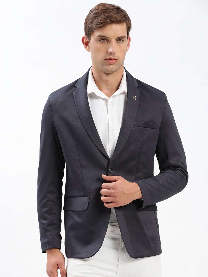 men's solid single-breasted blazer