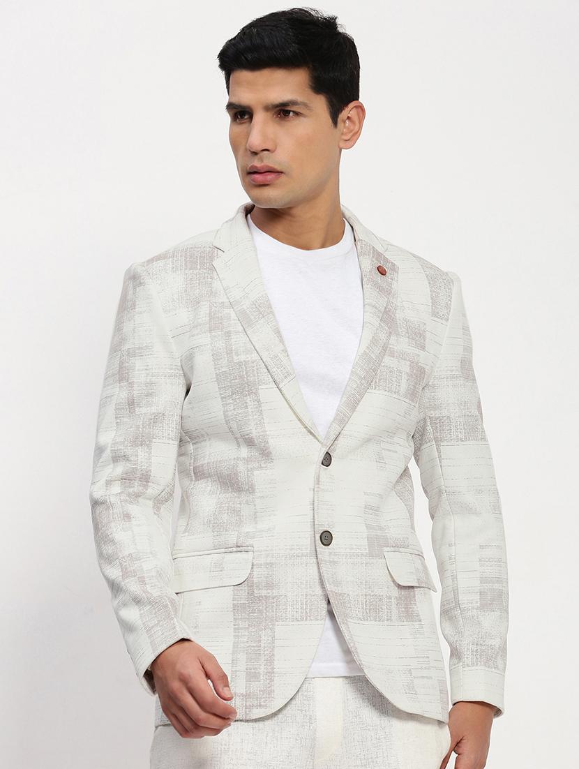 men long sleeves printed single breasted casual blazer - 21721438 - Zoom Image - 0